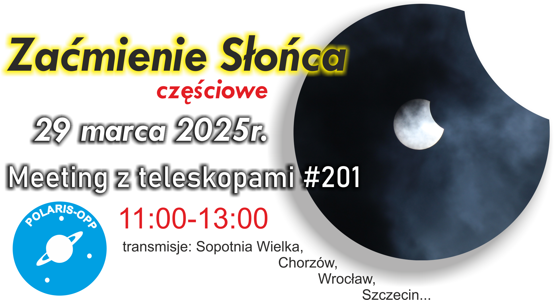 Zaćmienie Słońca 29 marca 2025 - grafika POLARIS-OPP.